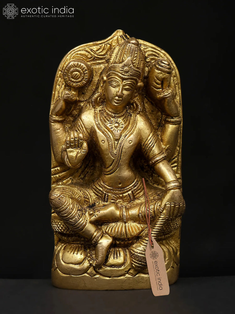 4" Small Brass Lord Vishnu Idol for Home Decor