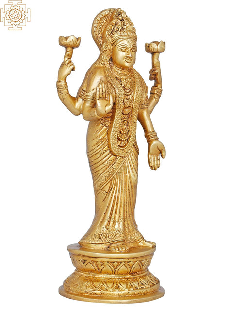 11" Brass Lakshmi Idol | Handmade | Made In India