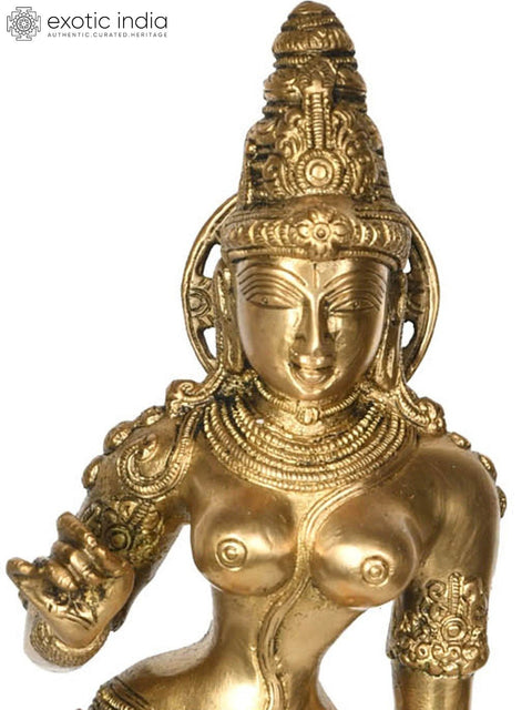 13" Standing Parvati Brass Statue | Handmade | Made In India