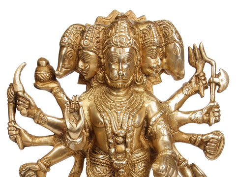 11" Five-Headed Hanumana In Brass | Handmade | Made In India