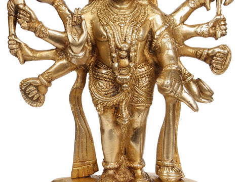 11" Five-Headed Hanumana In Brass | Handmade | Made In India