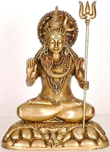 10" Lord Shiva Handmade Brass Statue for Pooja