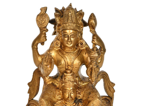 7" Brass Lord Vishnu Idol on Garuda | Handmade | Made In India