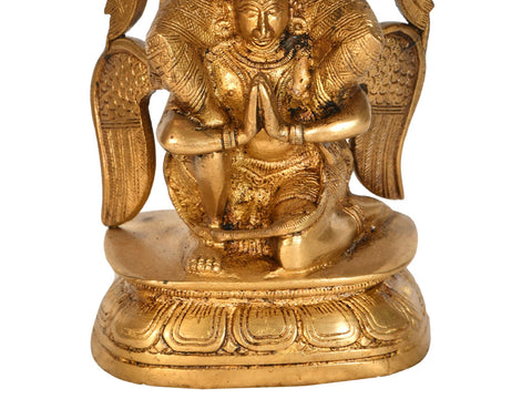7" Lord Vishnu Idol on Garuda in Brass | Handmade | Made In India