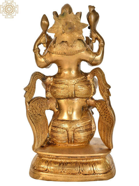 7" Brass Lord Vishnu Idol on Garuda | Handmade | Made In India