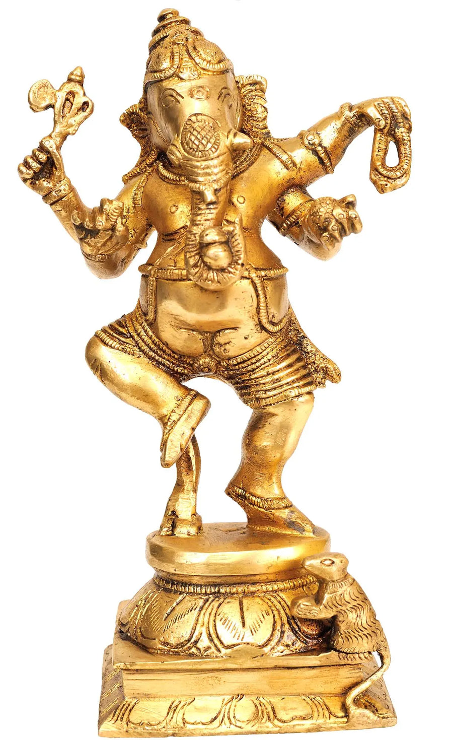 8" Ganesha The Dancer Brass Statue Handmade
