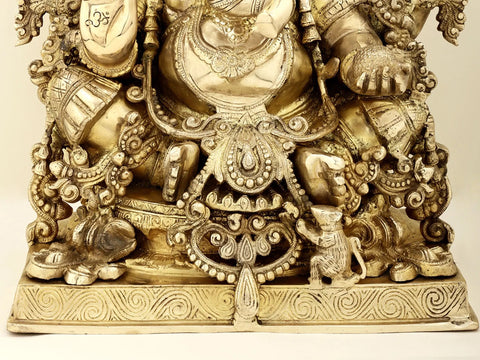 19" Superbly Decorated Lord Ganesha In Brass | Handmade | Made In India