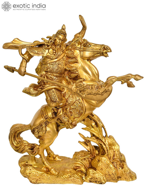 14" General Kwan In Brass Handmade Statue