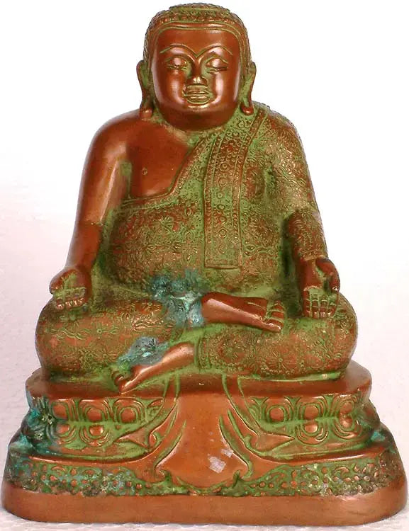 Seated Laughing Buddha Brass Statue for Home Decor
