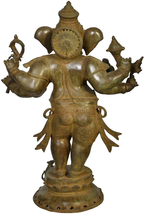 31" Large Size Standing Ganesha Brass Statue | Handmade | Made In India