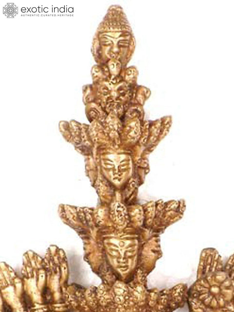 7" Eleven Headed Thousand-Armed Avalokiteshvara Brass Idol | Handmade Buddhist Deity Statue | Made in India