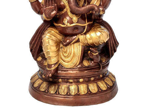 36" Large Ganesha Brass Figurine | Indian HandCrafted Idol