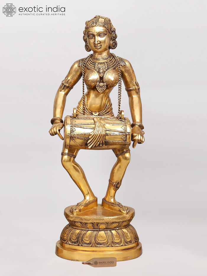 38" Large Size Dancing Yakshi Brass Idol | Handmade | Made In India