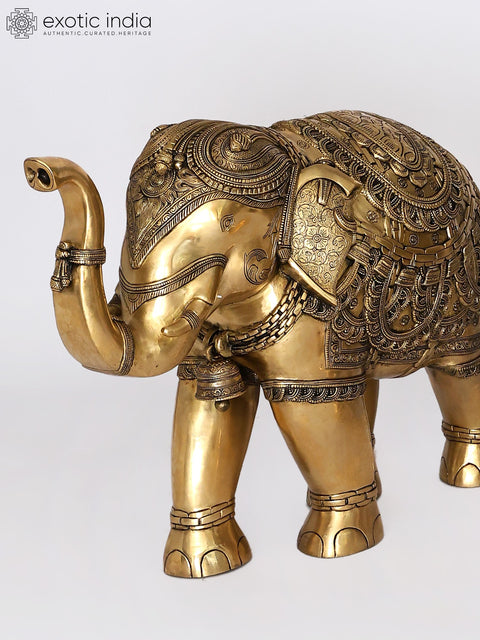 Decorative Pair of Elephants | Brass Statues | Home Decor