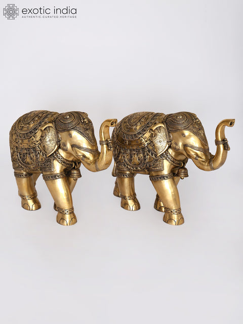 Decorative Pair of Elephants | Brass Statues | Home Decor