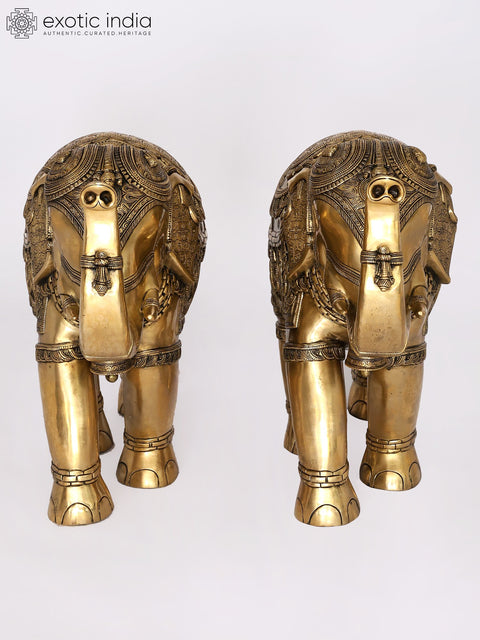 Decorative Pair of Elephants | Brass Statues | Home Decor