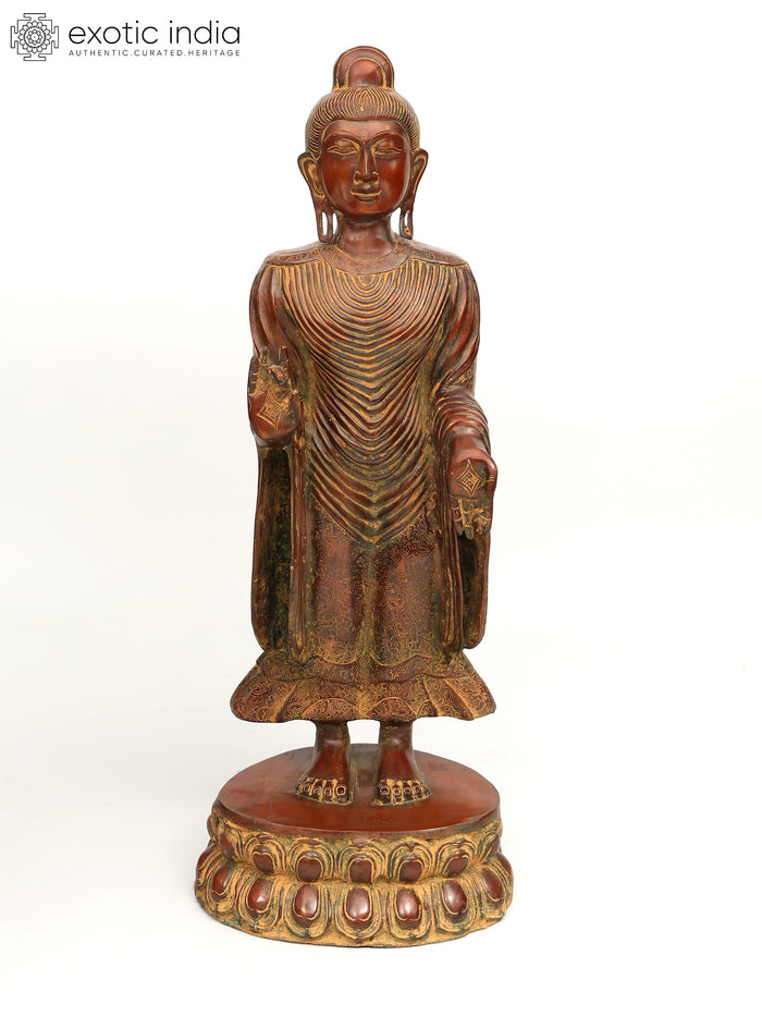 30" Large Buddha Brass Figurines: The Universal Teacher | Handmade