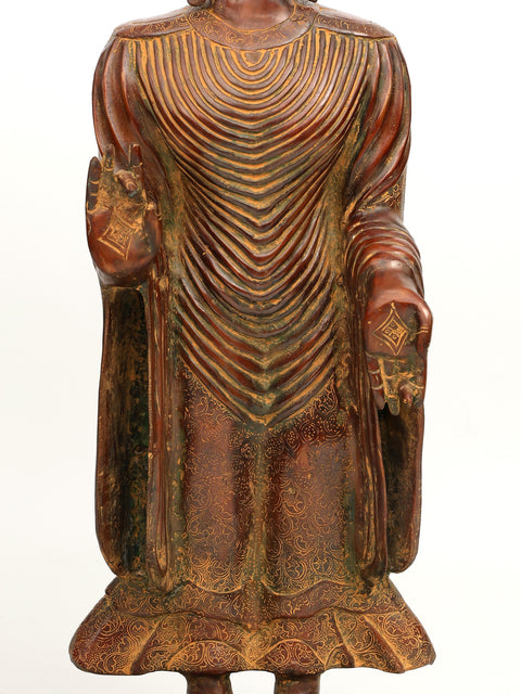 30" Large Buddha Brass Figurines: The Universal Teacher | Handmade