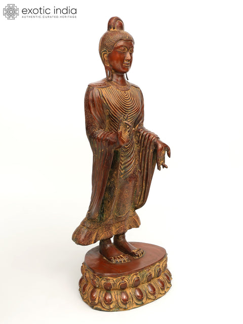 30" Large Buddha Brass Figurines: The Universal Teacher | Handmade
