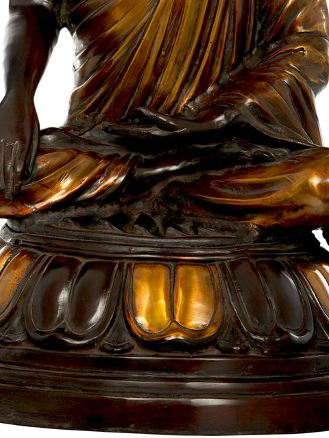 21" Tibetan Buddhist Lord Buddha in Bhumisparsha Mudra In Brass | Handmade | Made In India