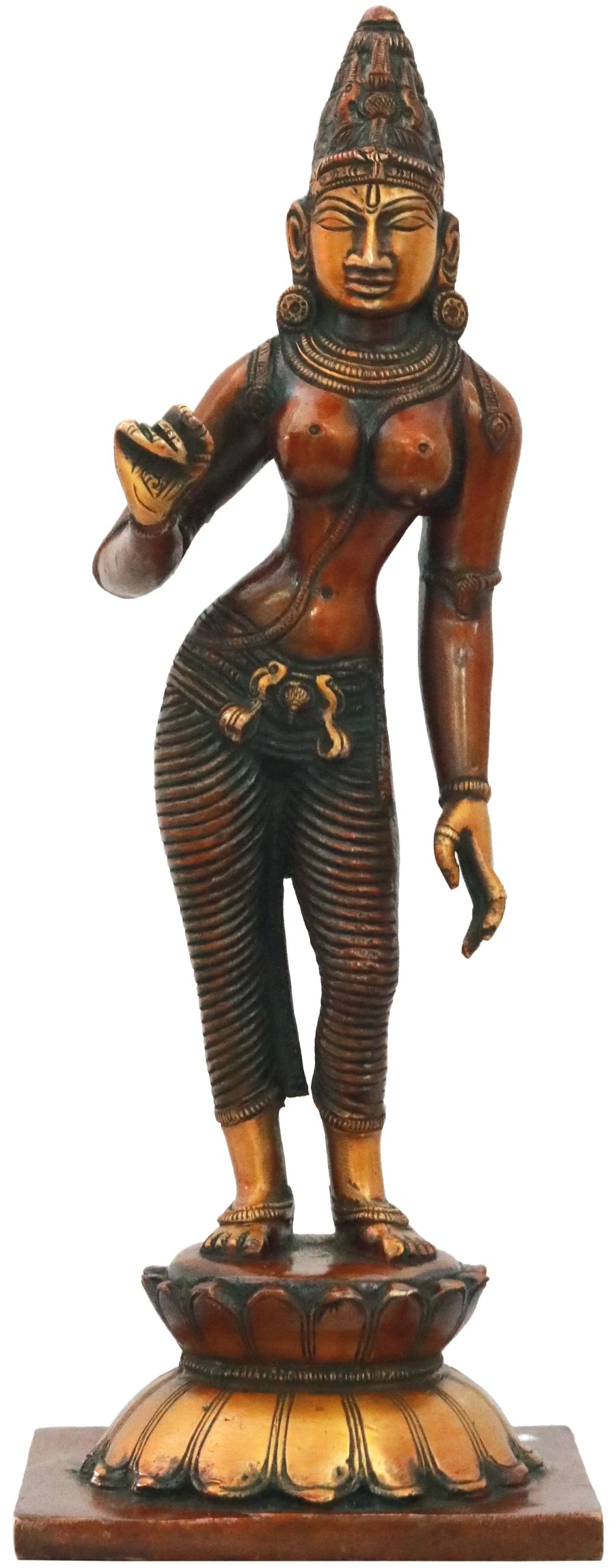 11" Handmade Devi Parvati Brass Statue for Home Pooja