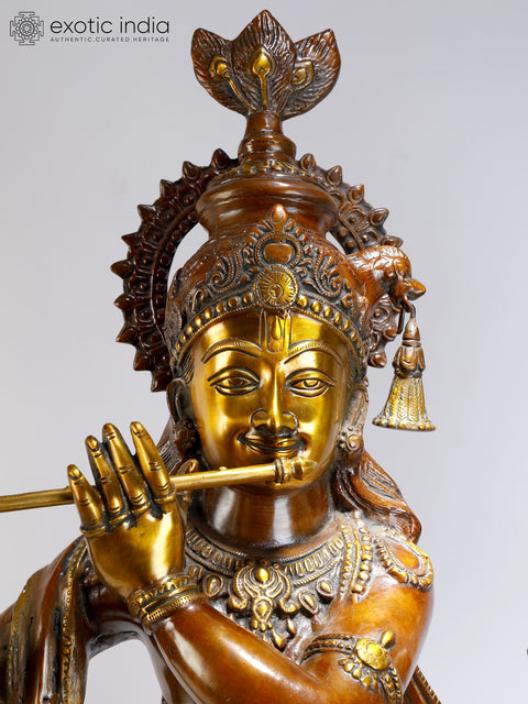 36" Radha Krishna Brass Idol | Handmade | Made in India