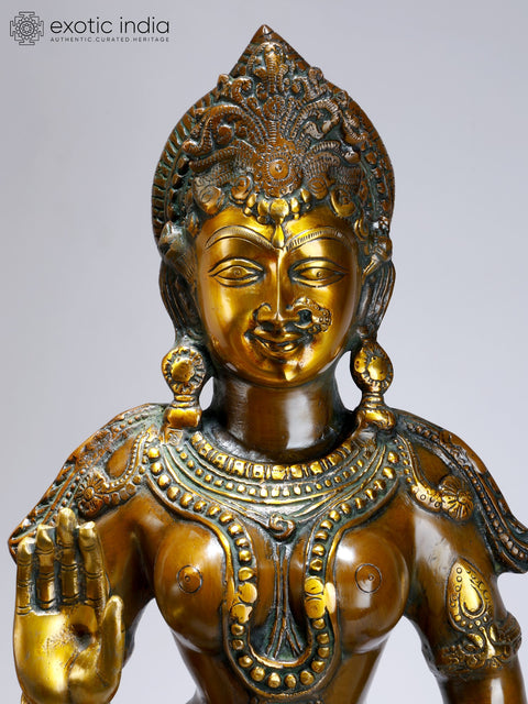 36" Radha Krishna Brass Idol | Handmade | Made in India