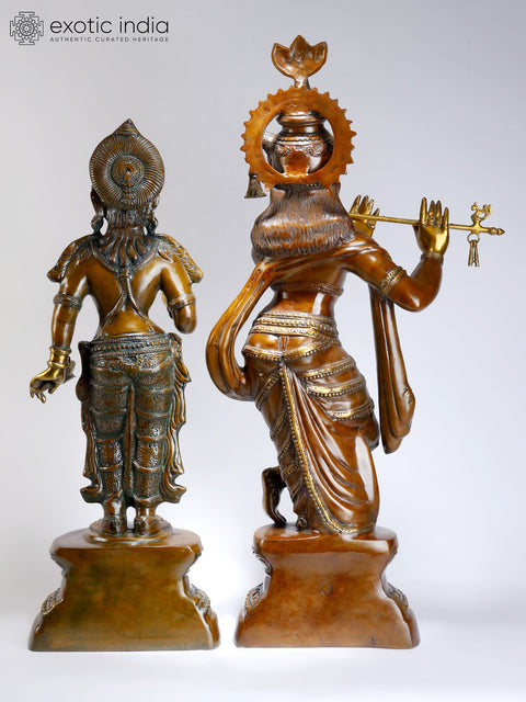 36" Radha Krishna Brass Idol | Handmade | Made in India