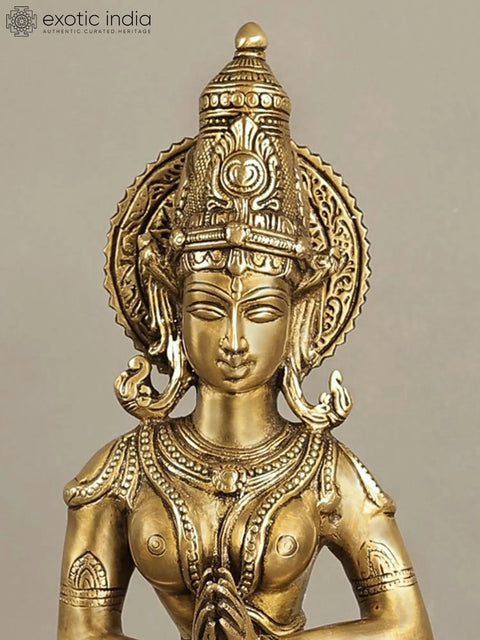 28" Large Gracious Namaste Lady Brass Statue | Handmade