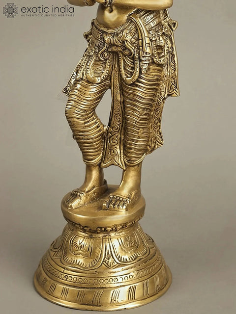 28" Large Gracious Namaste Lady Brass Statue | Handmade