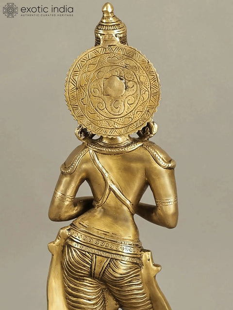 28" Large Gracious Namaste Lady Brass Statue | Handmade