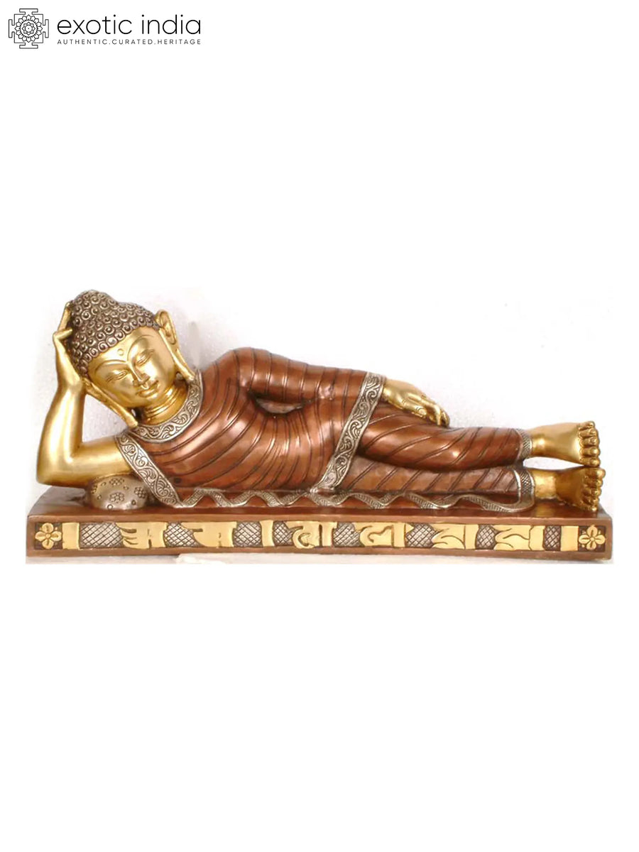 20" Reclining Buddha Brass Statue Handmade