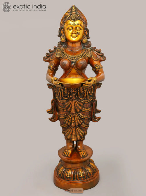 52" Large Deepalakshmi Brass Statue Handmade for Home Pooja
