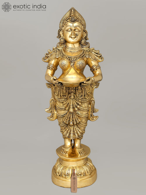 52" Large Deepalakshmi Brass Statue Handmade for Home Pooja