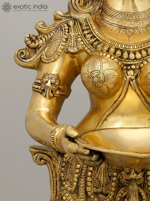 52" Large Size Auspicious Deepalakshmi In Brass | Handmade | Made In India