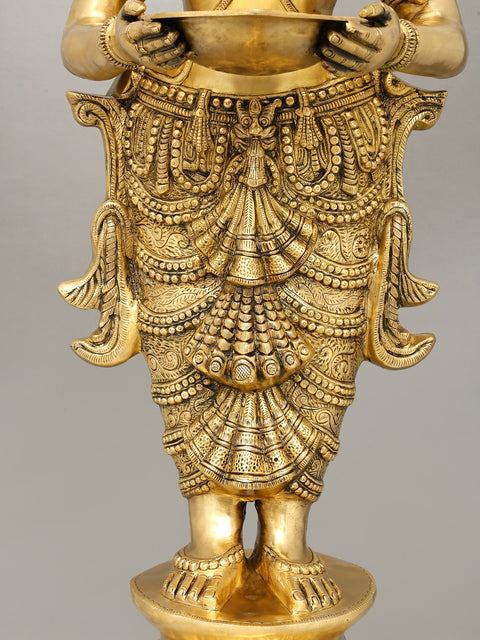52" Large Size Auspicious Deepalakshmi In Brass | Handmade | Made In India