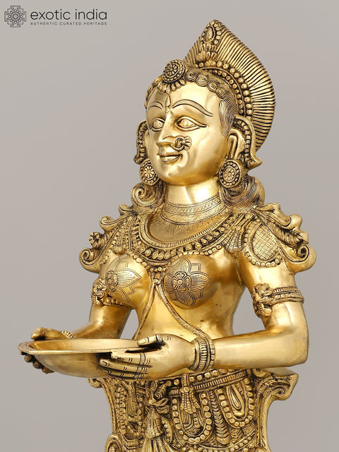 52" Large Size Auspicious Deepalakshmi In Brass | Handmade | Made In India