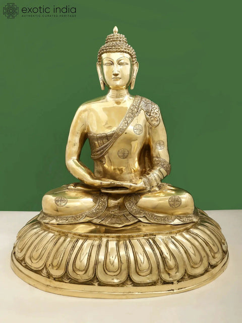 28" Large Size Meditating Buddha Brass Idol | Handmade