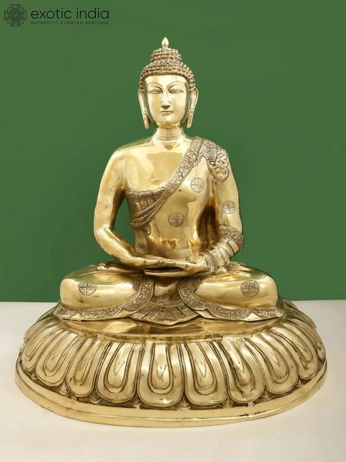 28" Large Meditating Buddha Handmade Brass Idol