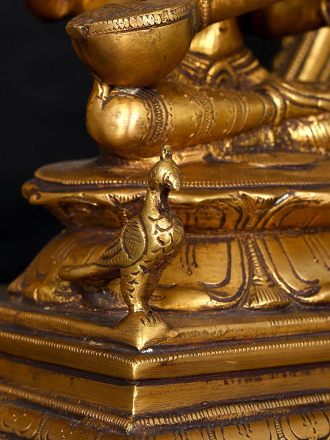 12" Goddess of Knowledge Maa Saraswati Brass Idol | Handmade