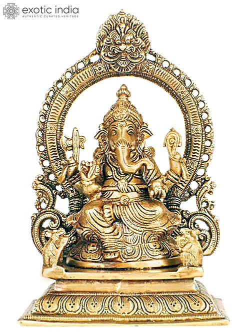 11" Handmade Ganesha Brass Idol for Home Pooja