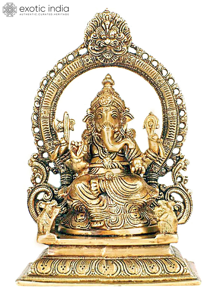 11" Handmade Ganesha Brass Idol for Home Pooja