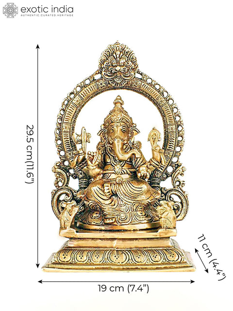 11" Glory of Ganesha Idol in Brass | Handmade | Made In India