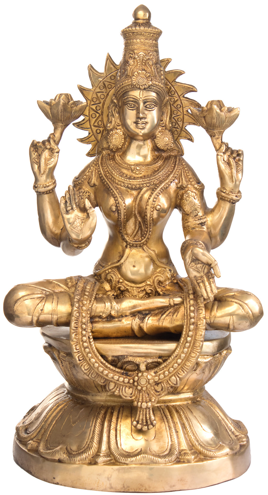 25" Goddess Lakshmi Brass Statue Handmade Home Decor