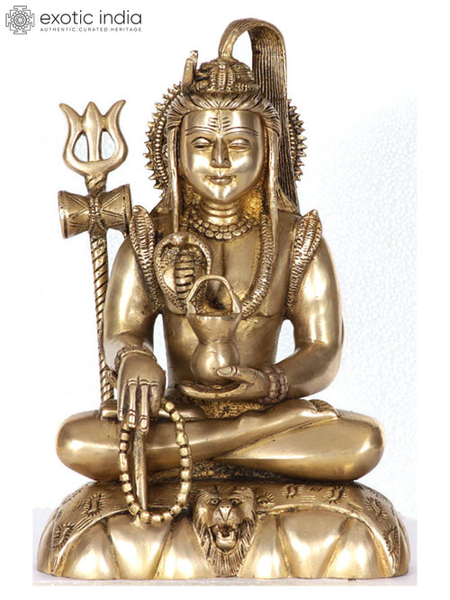 10" Mahayogi Shiva Handmade Brass Statue for Pooja