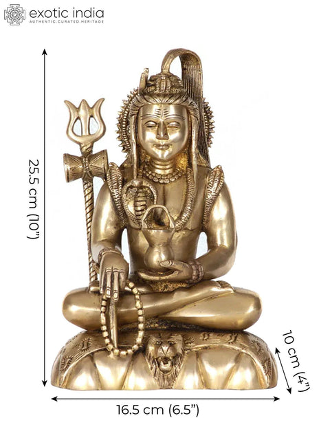 10" Mahayogi Shiva Brass Statue | Handmade