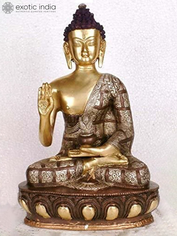 11" Abhaya Buddha Brass Statue Handmade