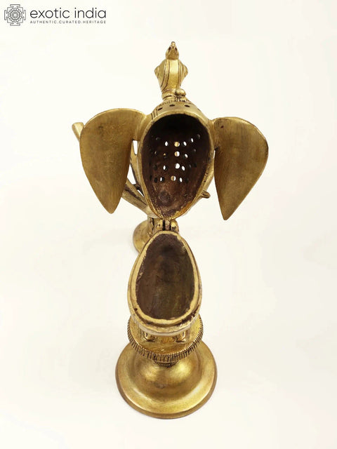 8" Peacock Incense Burner in Brass | Handcrafted in India