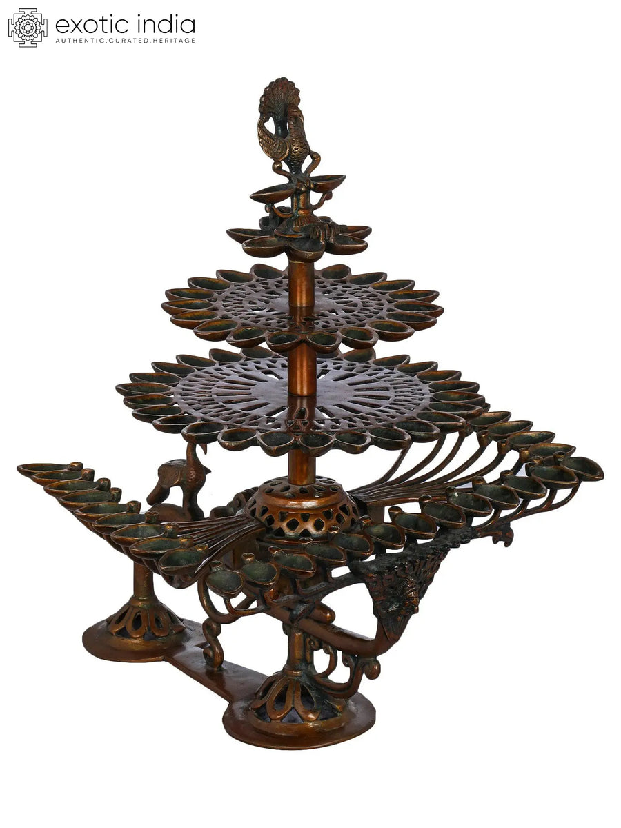16" Brass Diwali Arti Lamp Handmade Statue