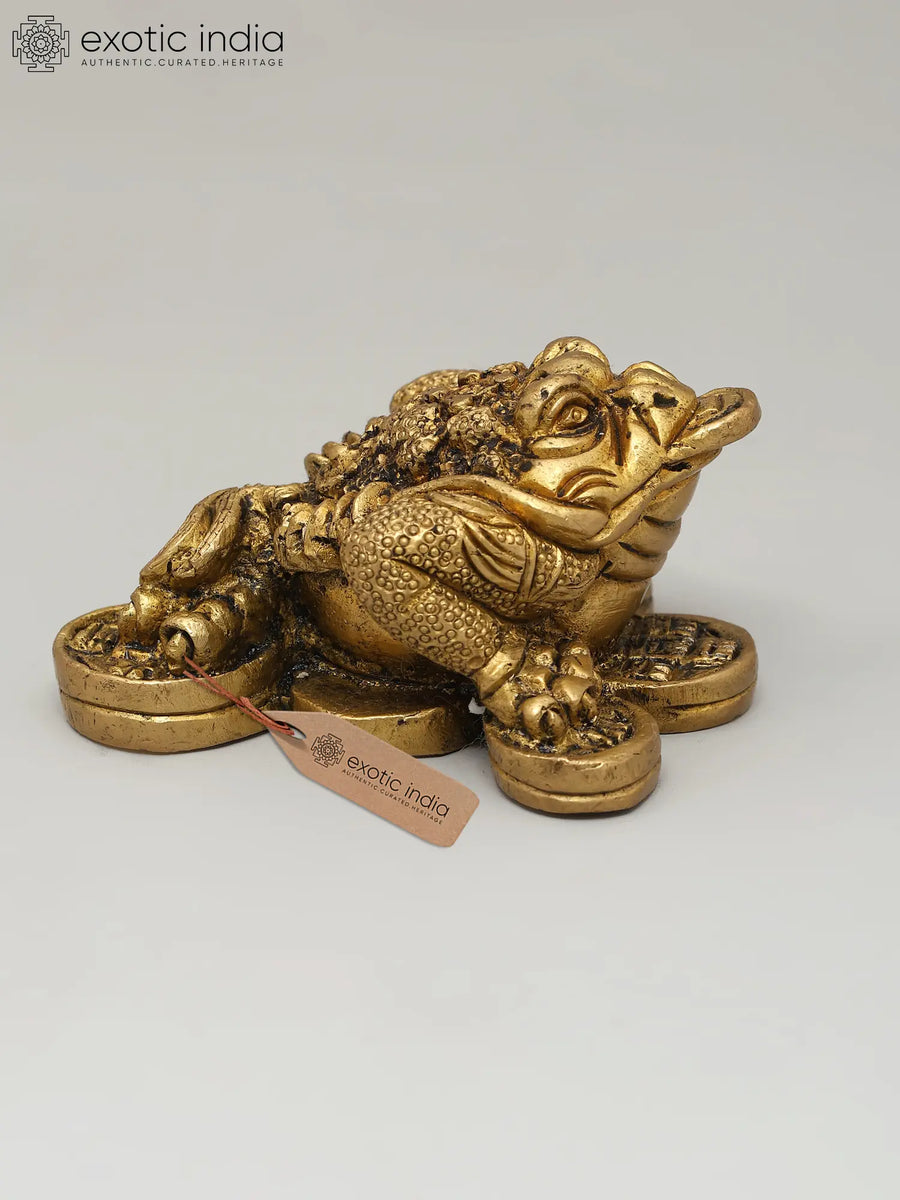 Three-Legged Toad Brass Statue for Prosperity